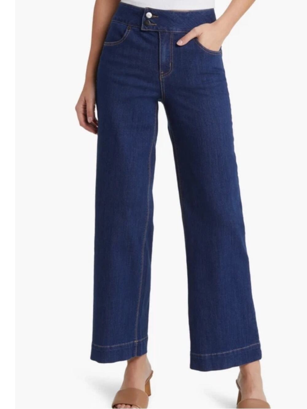 1822 Denim Quinlin Wide Leg Cropped Medium Wash Sz 6